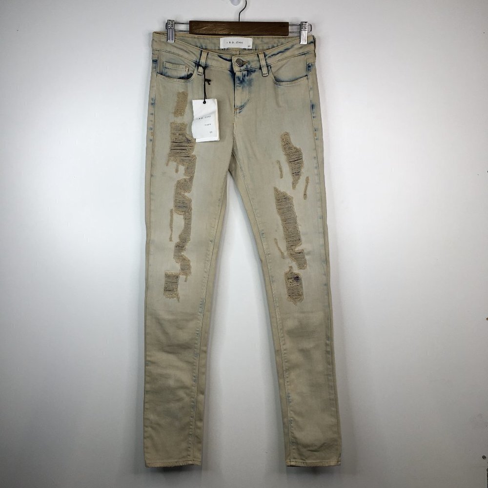 IRO Ajuste Terry Jeans Base Jarod Distressed Gray Jeans Size 27. NWT
